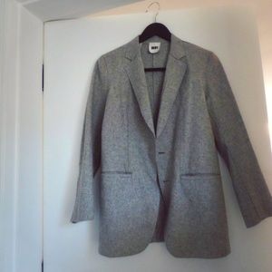 DKNY long grey Wool Blazer jacket size P